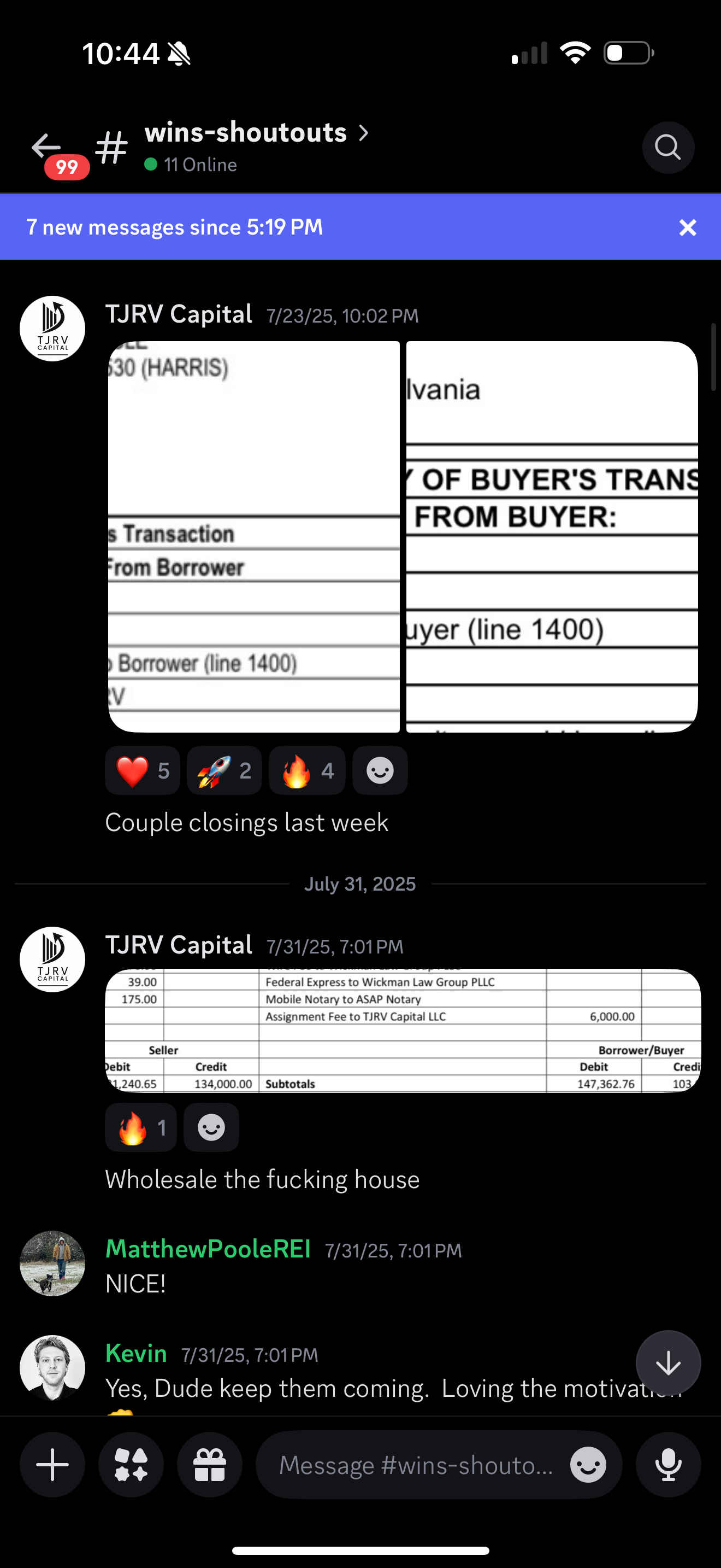 Settlement statement showing multiple closings